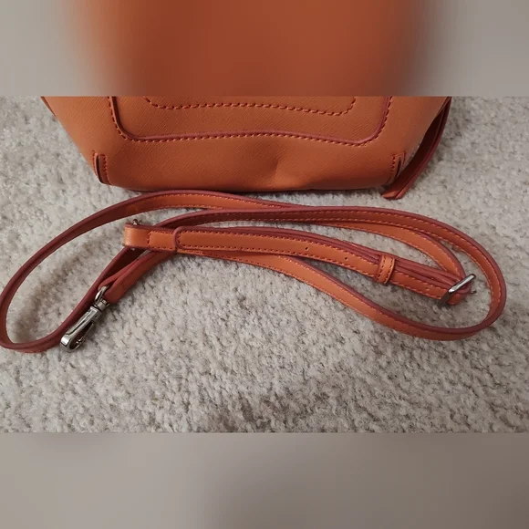 Nine West Shoulder Crossbody Bag Purse Hand Bag, Orange, Faux Leather - Picture 11 of 11